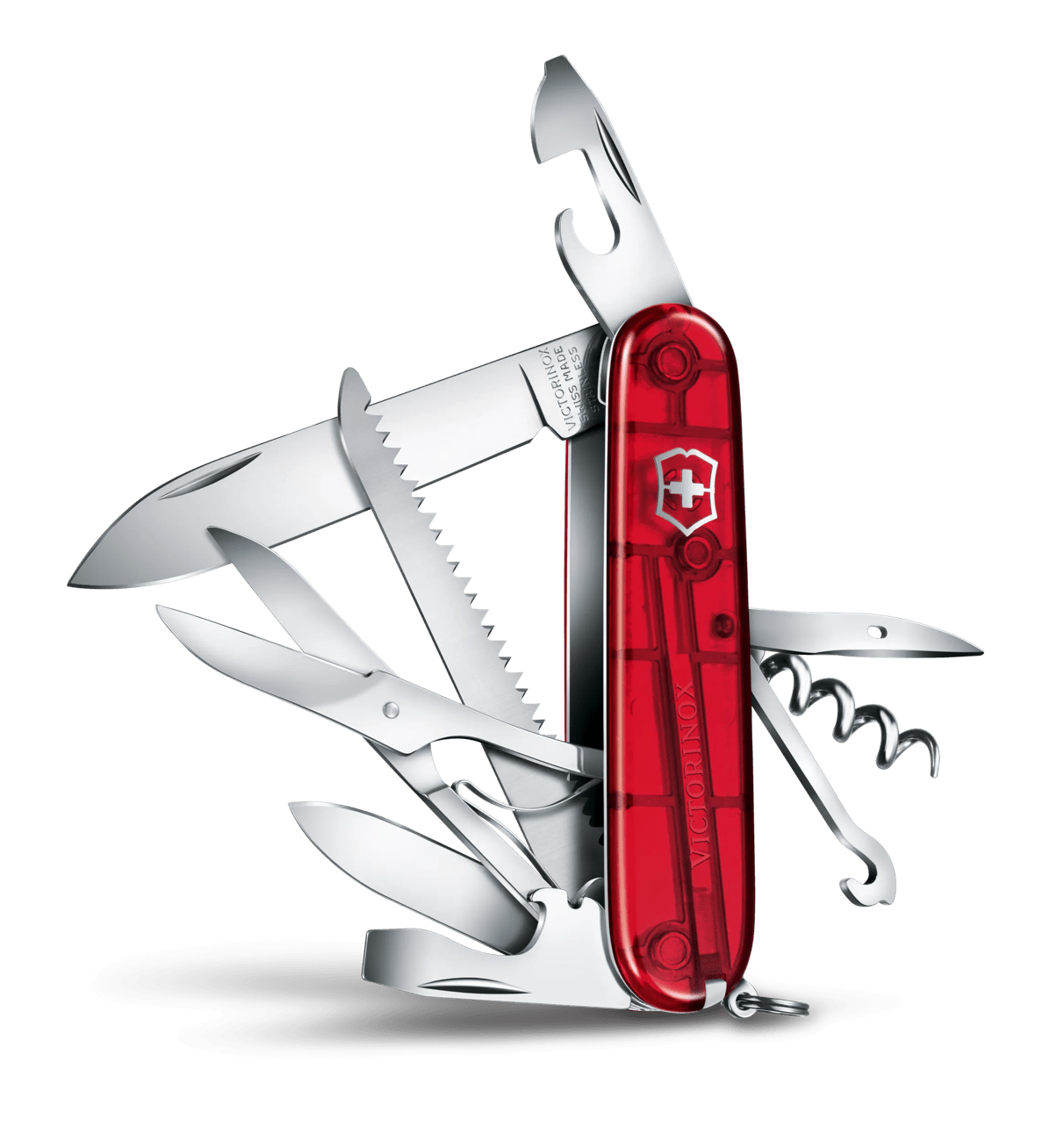 VICTORINOX Huntsman Red Trans Swiss Army Multi Tools Knife