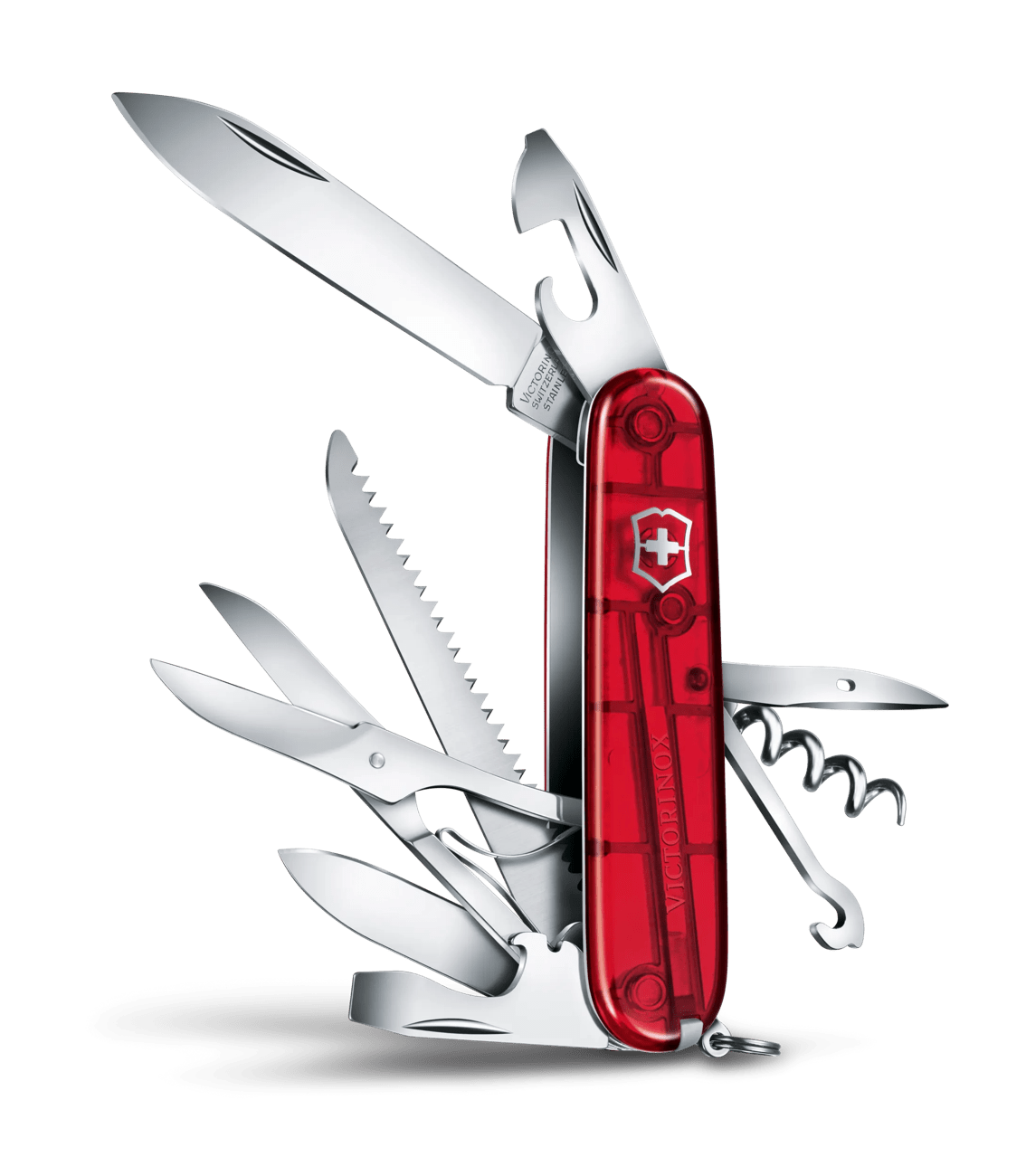 VICTORINOX Huntsman Red Trans Swiss Army Multi Tools Knife