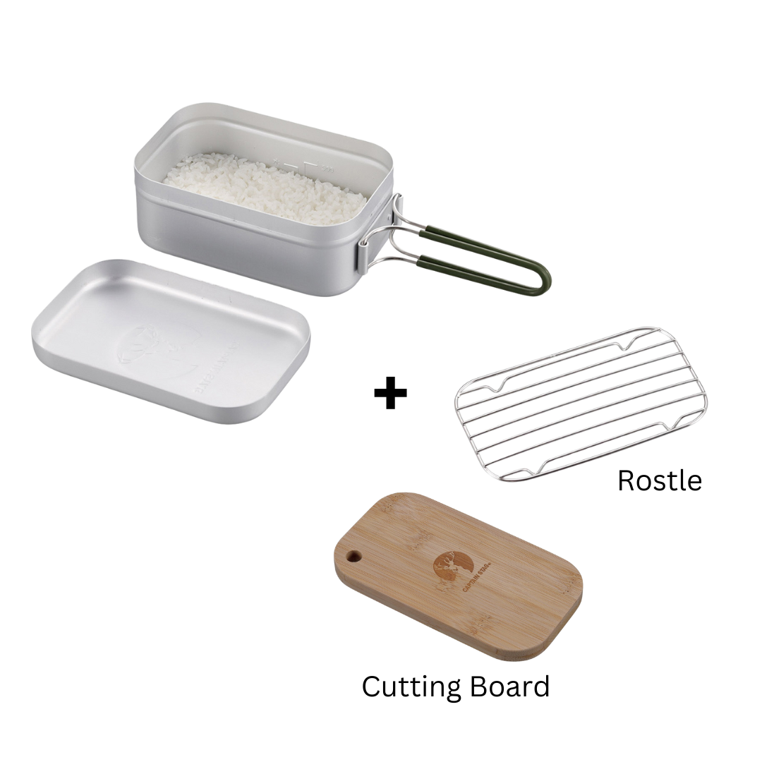 CAPTAIN STAG Aluminum Mess Tin Small Square Cooker