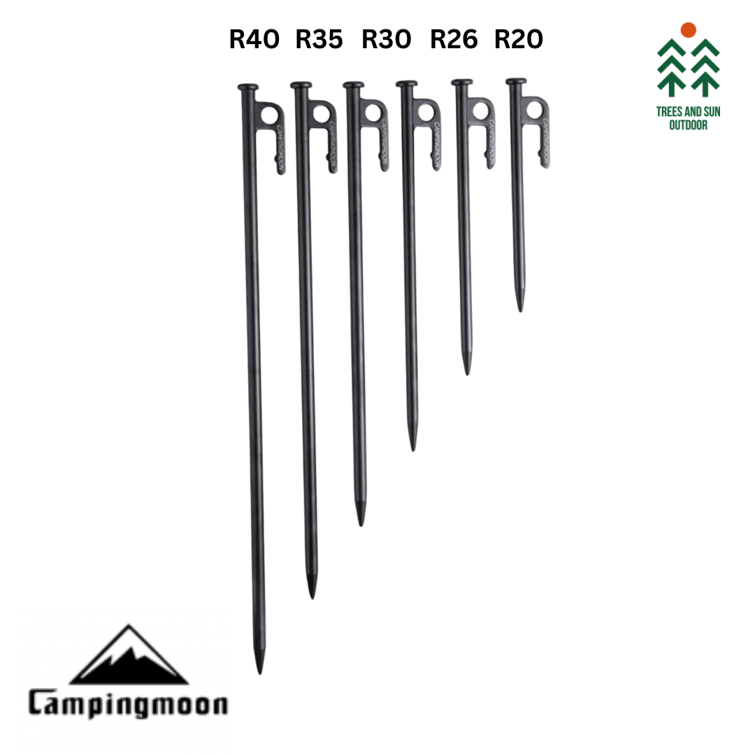 CAMPINGMOON T20 / T26 / T30 / T35 / T40 Carbon Steel Peg Tent Hard Ground