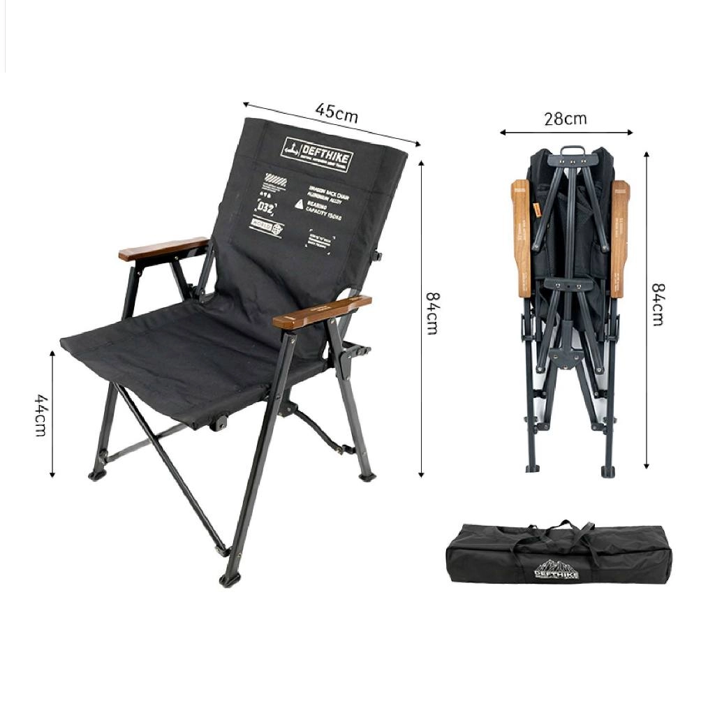 DEFTHIKE Foldable Kermit Chair with Wood Handrest Y013