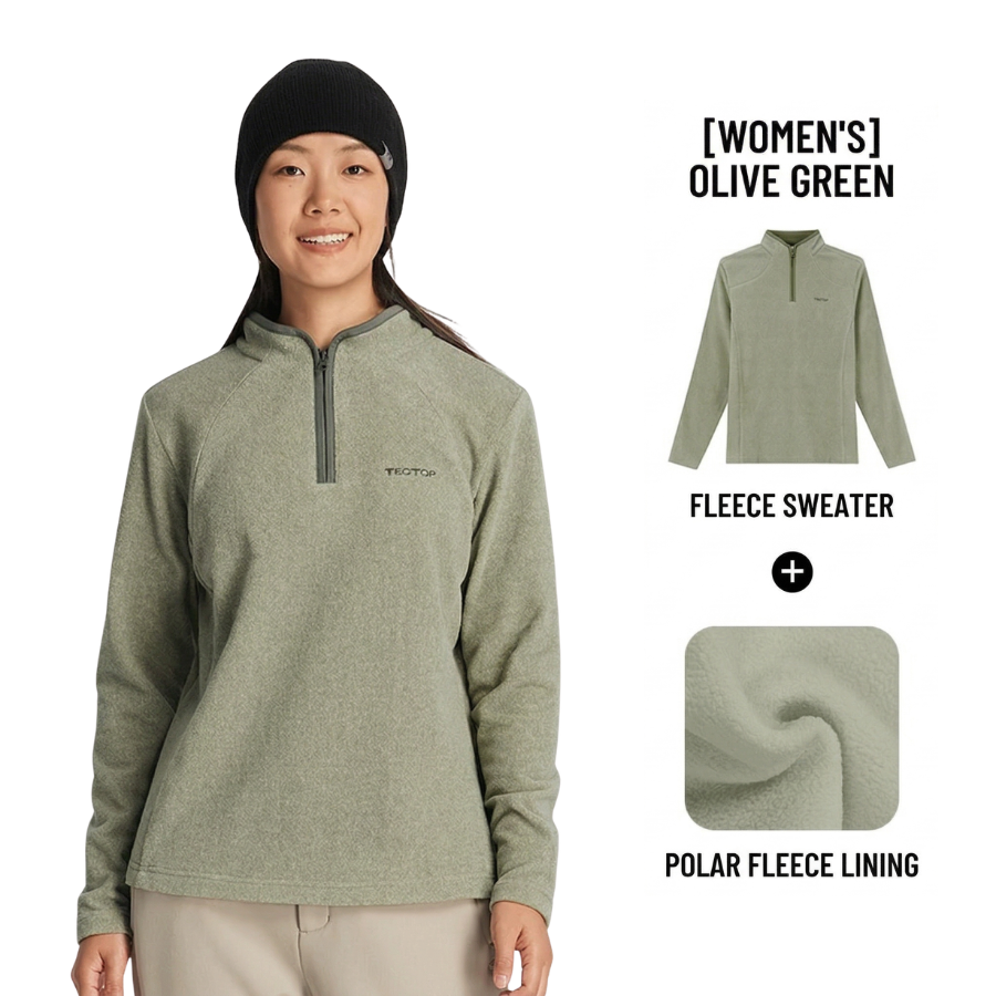 TECTOP Women’s Hiking Half-Zip Fleece Jacket – Warm & Lightweight