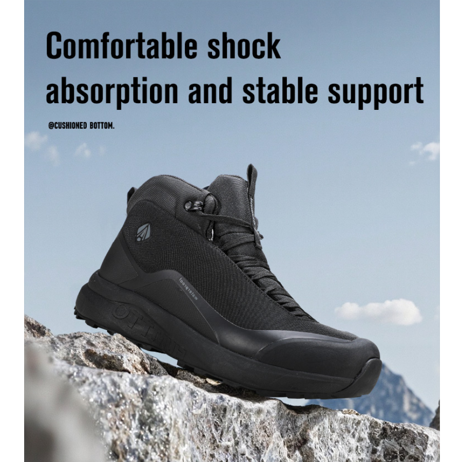 HUMTTO Men’s Mid-Cut Hiking Shoes Waterproof & Shock-Absorbing – Dark Blue/Grey