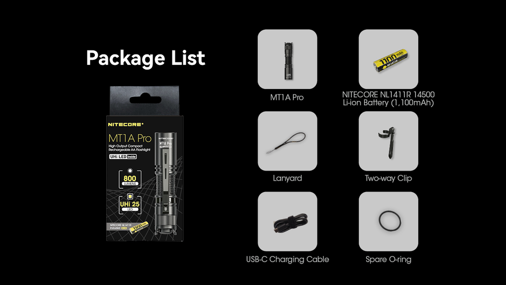 NITECORE MT1A Pro Tactical & Compact Rechargeable Flashlight 800LM