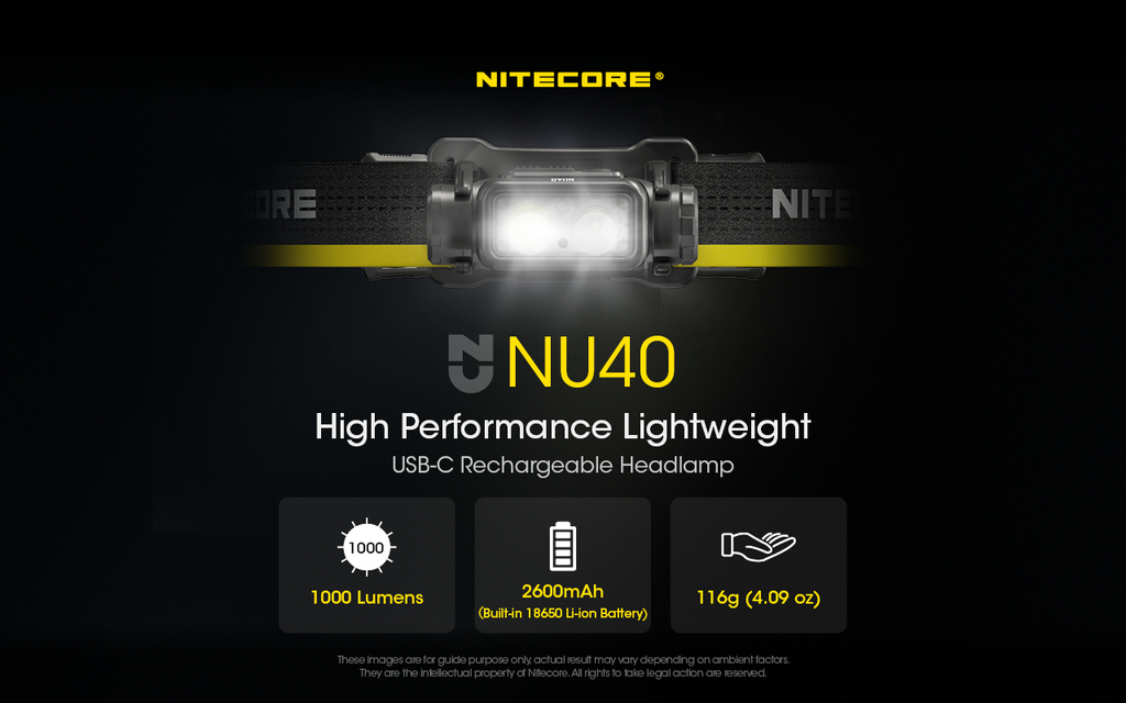 NITECORE NU40 Built-In 2600mAh Battery Headlamp 1000LM