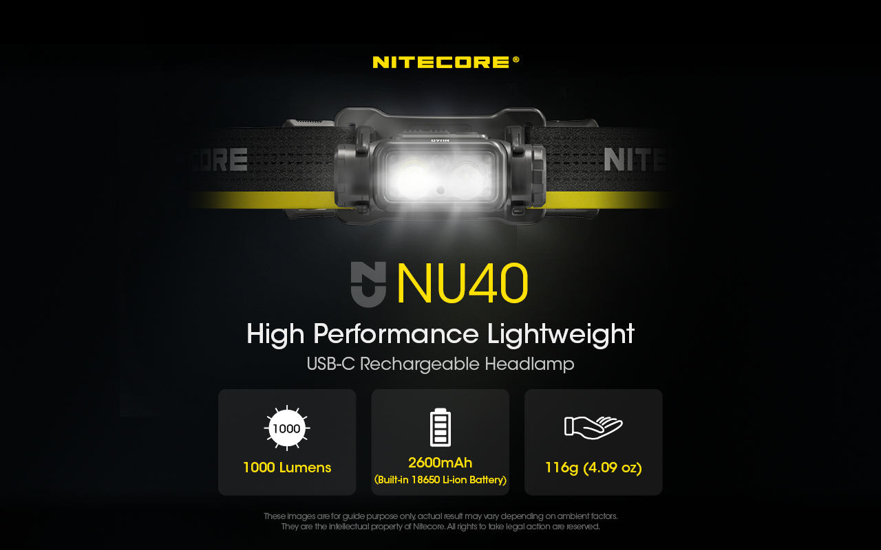 NITECORE NU40 Built-In 2600mAh Battery Headlamp 1000LM