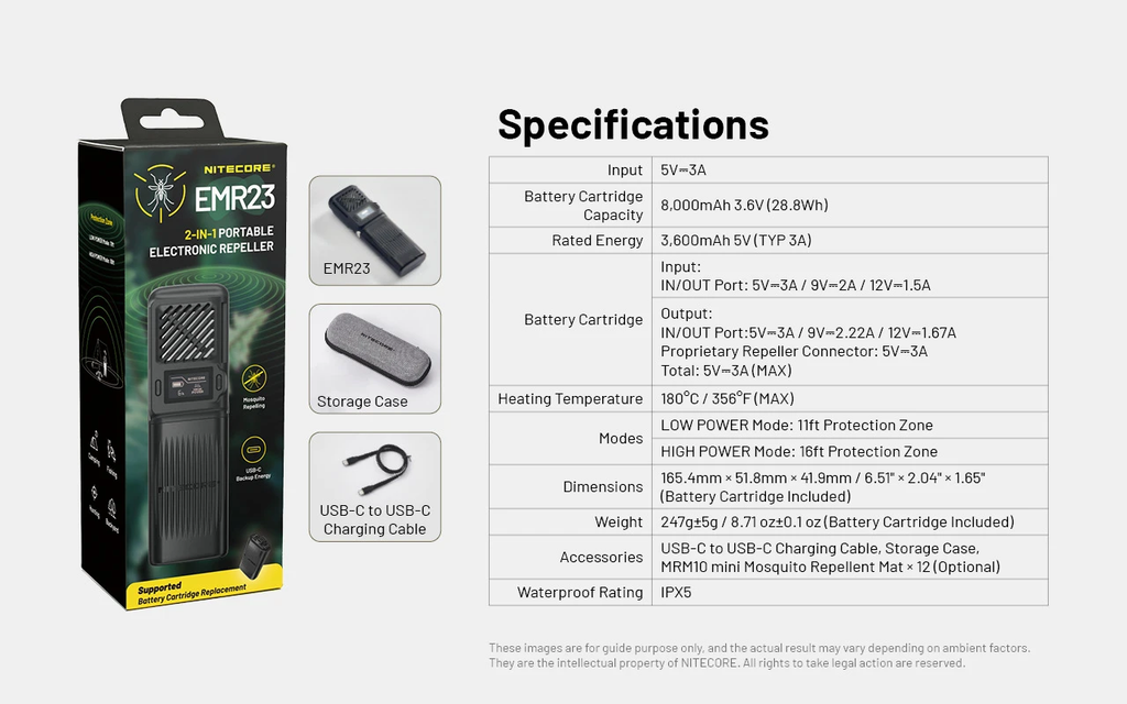 NITECORE EMR23 Rechargeable Mosquito Repellent