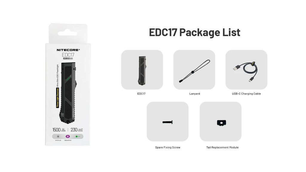 NITECORE EDC17 Ultra Slim & Tactical Flashlight 1500LM