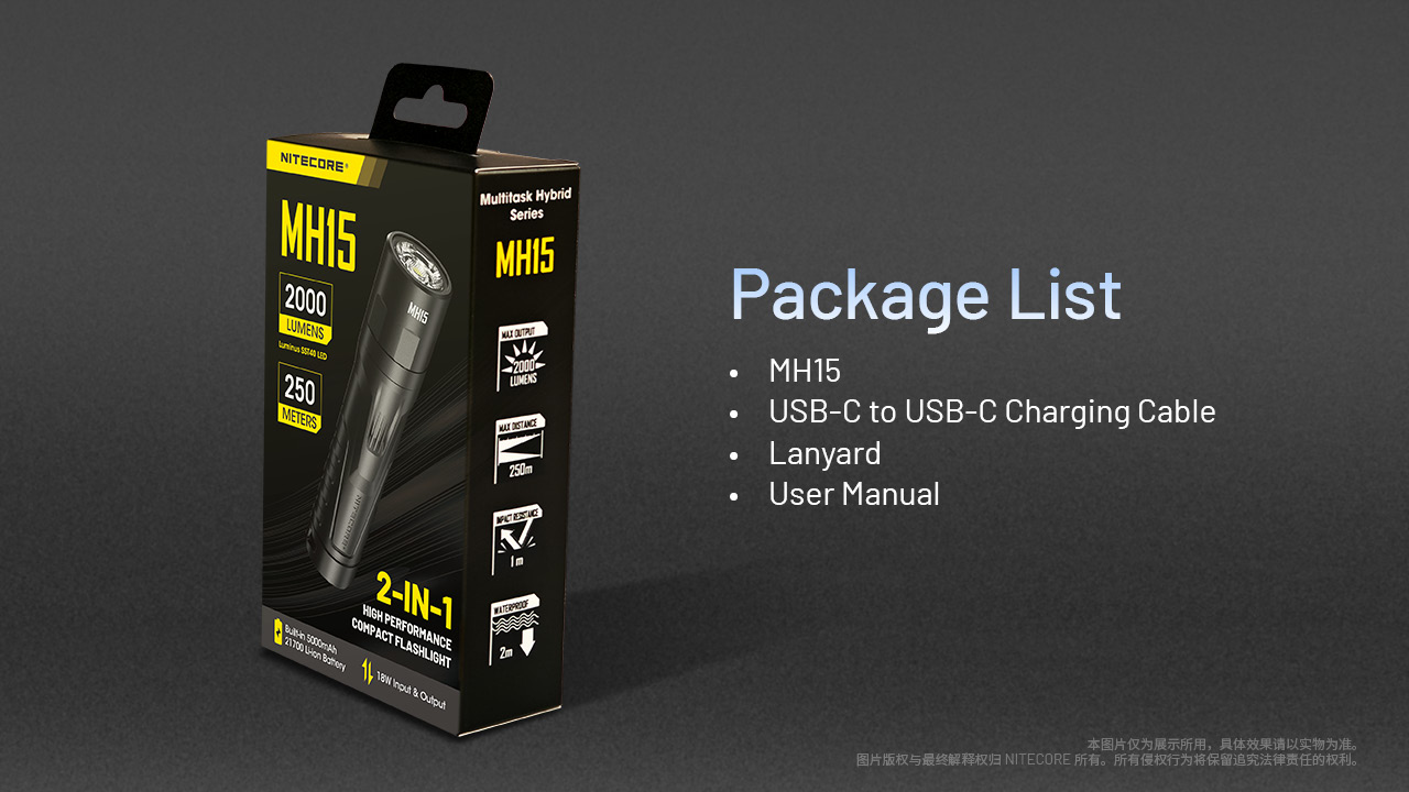 NITECORE MH15 2-in-1 Power Bank Flashlight 2000LM