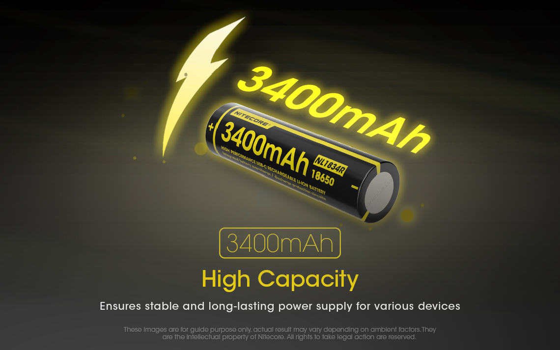 NITECORE NL1834R 18650 3400mAh USB-C Rechargeable Li-on Battery