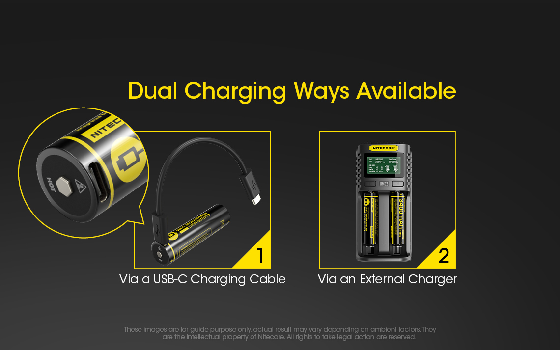 NITECORE NL1834R 18650 3400mAh USB-C Rechargeable Li-on Battery