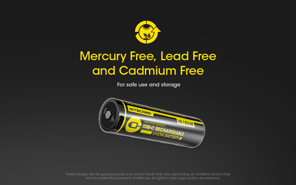 NITECORE NL1834R 18650 3400mAh USB-C Rechargeable Li-on Battery