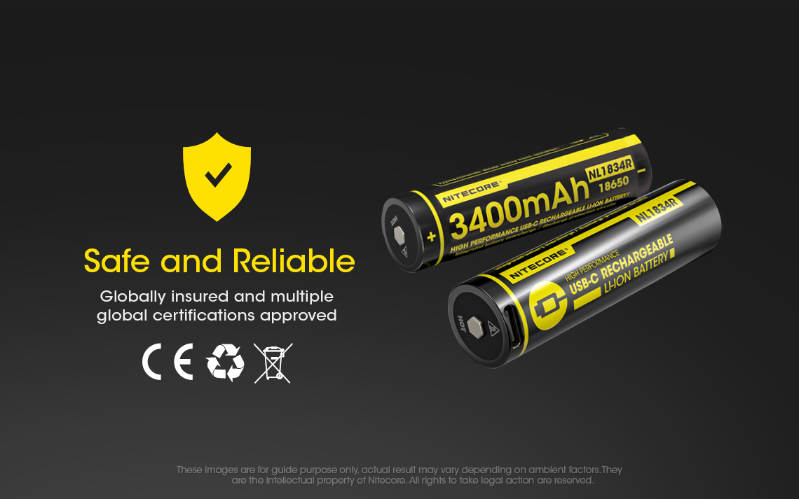 NITECORE NL1834R 18650 3400mAh USB-C Rechargeable Li-on Battery