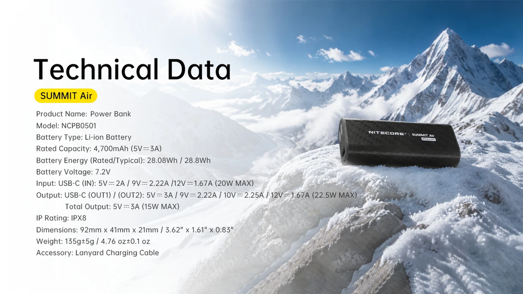 NITECORE SUMMIT Air Ski Power Bank 8000mAh