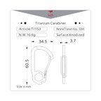KEITH TITANIUM Carabiner with 12 Hex Bolt Tool Ti1153
