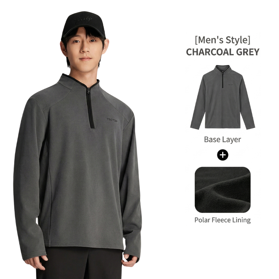 TECTOP Men’s Hiking Half-Zip Fleece Jacket – Warm & Lightweight
