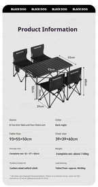 BLACKDOG Xiyue - 1 Table & 4 Chairs Set