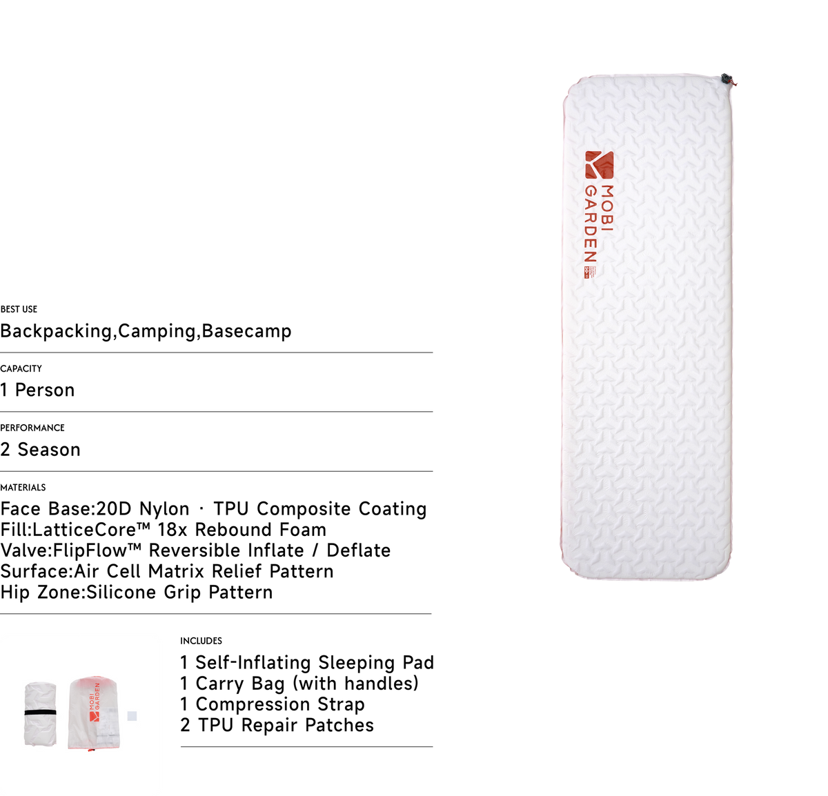 MOBI GARDEN YUNYI 3D Self-Inflating Sleeping Pad