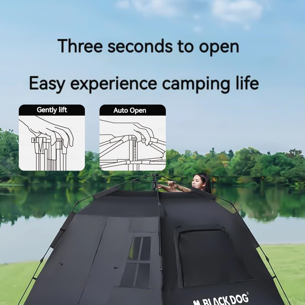 BLACKDOG 2 Door 2 Window - Automatic Tent 3–4 Person