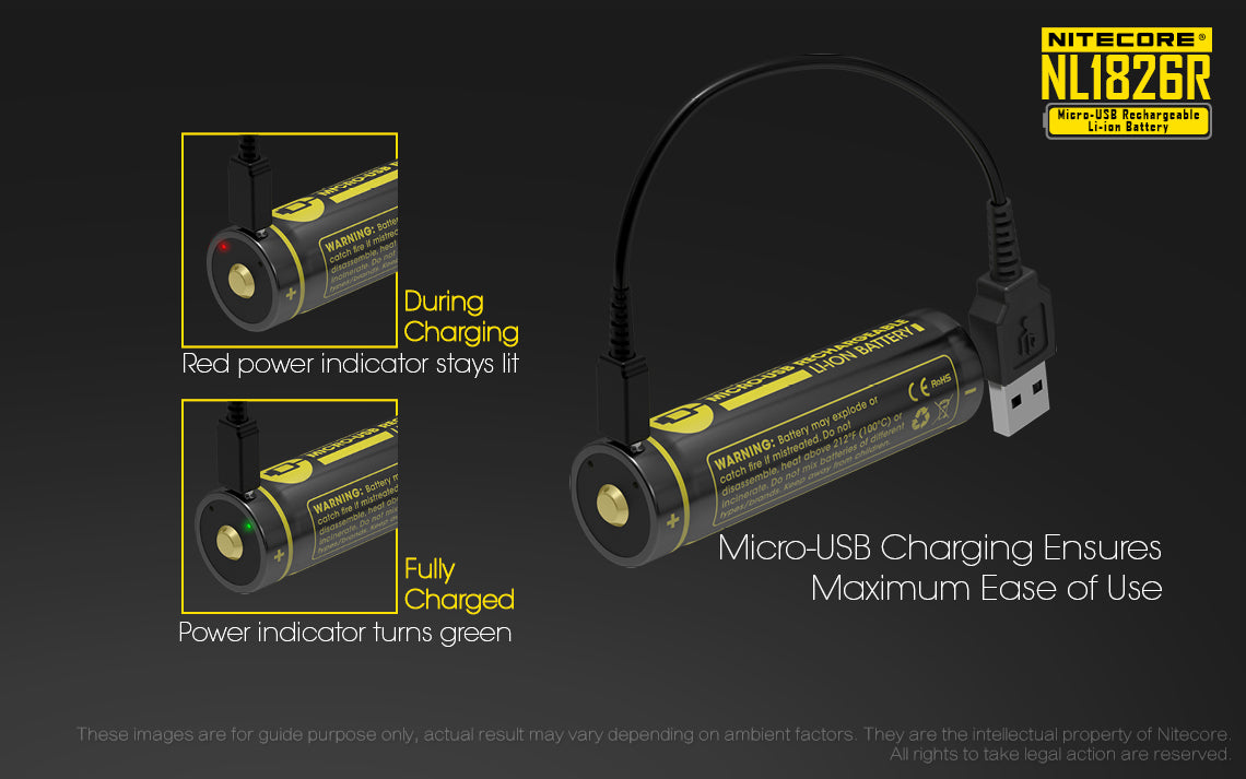 NITECORE NL1826R 18650 2600mAh USB-C Rechargeable Li-on Battery