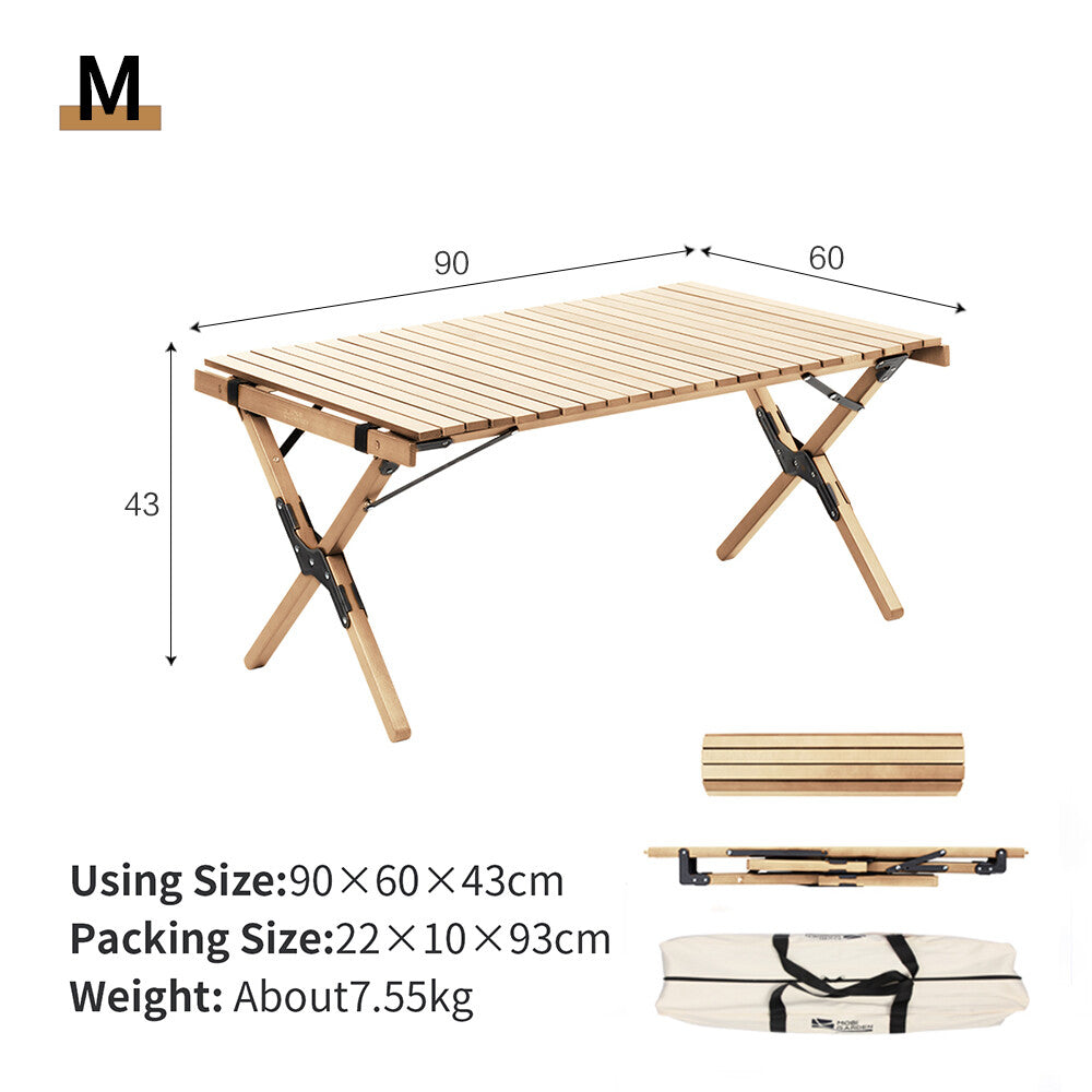 MOBI GARDEN Egg Roll Table European Beech Wood 90cm - M