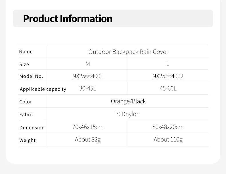 MOBI GARDEN Backpack Rain Cover