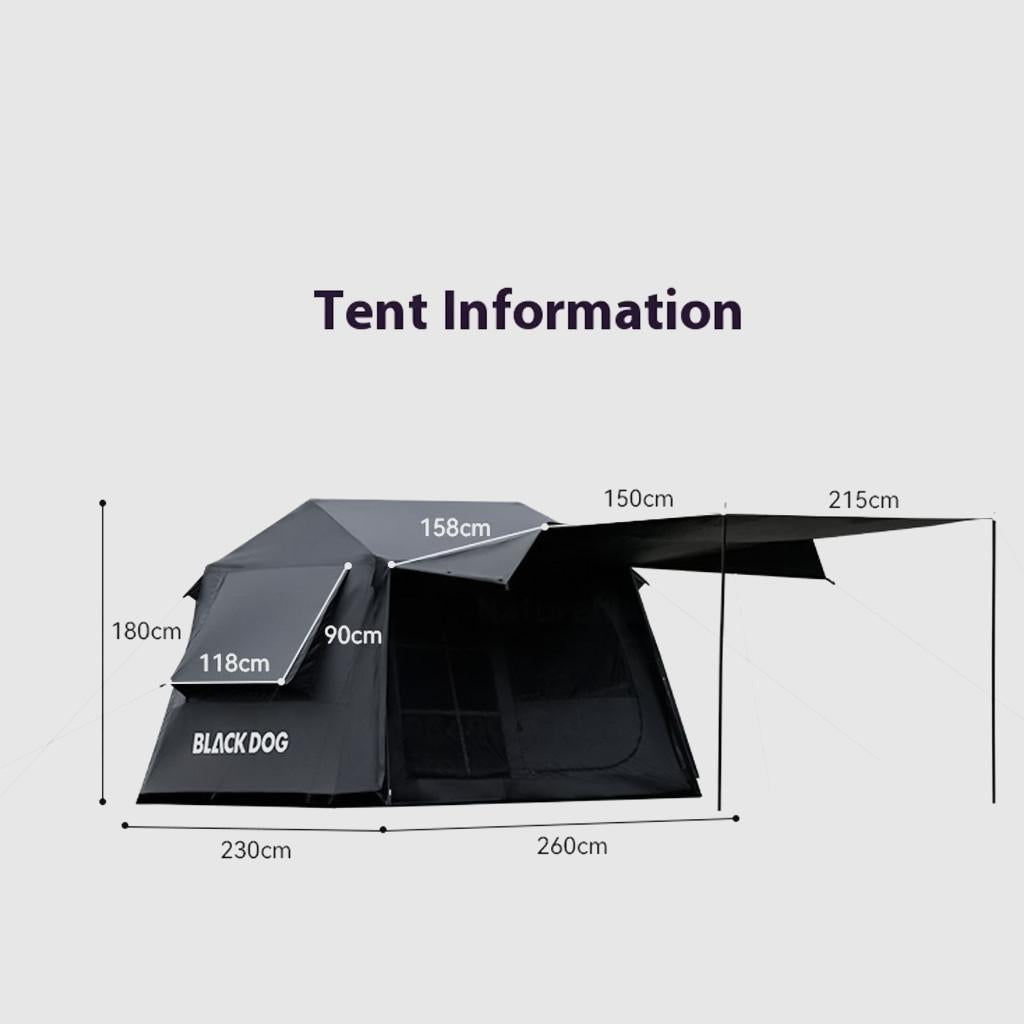 BLACKDOG Yunshe 6.0 Auto Tent – 230CM x 260CM  (4–6 Person)