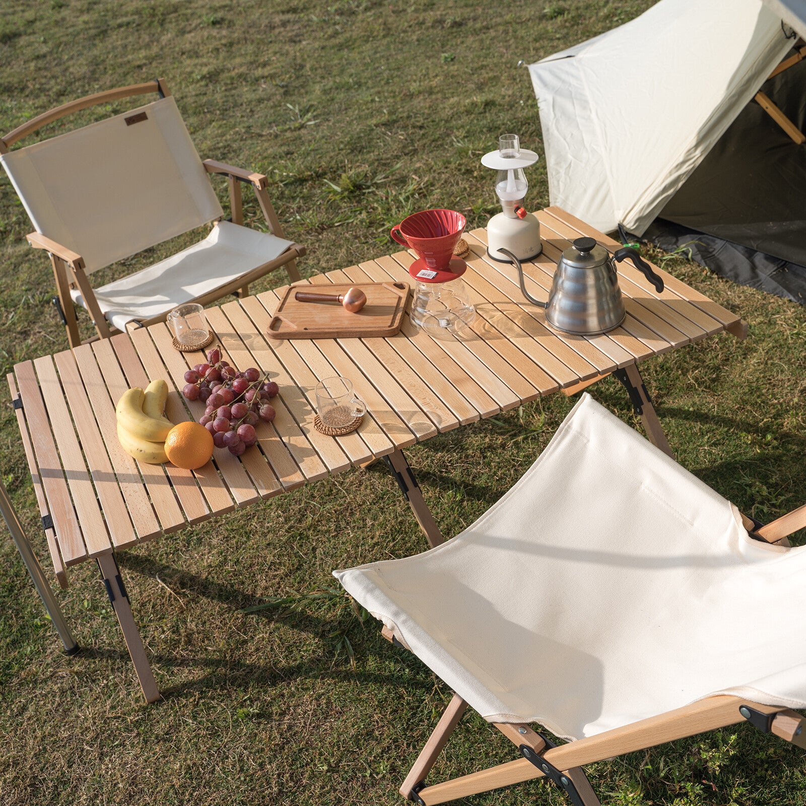 MOBI GARDEN Egg Roll Table European Beech Wood 90cm - M