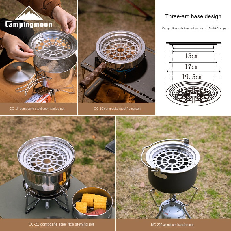 CAMPINGMOON CC-18 Saucepan & S363-2S Double Layer Steamer Set