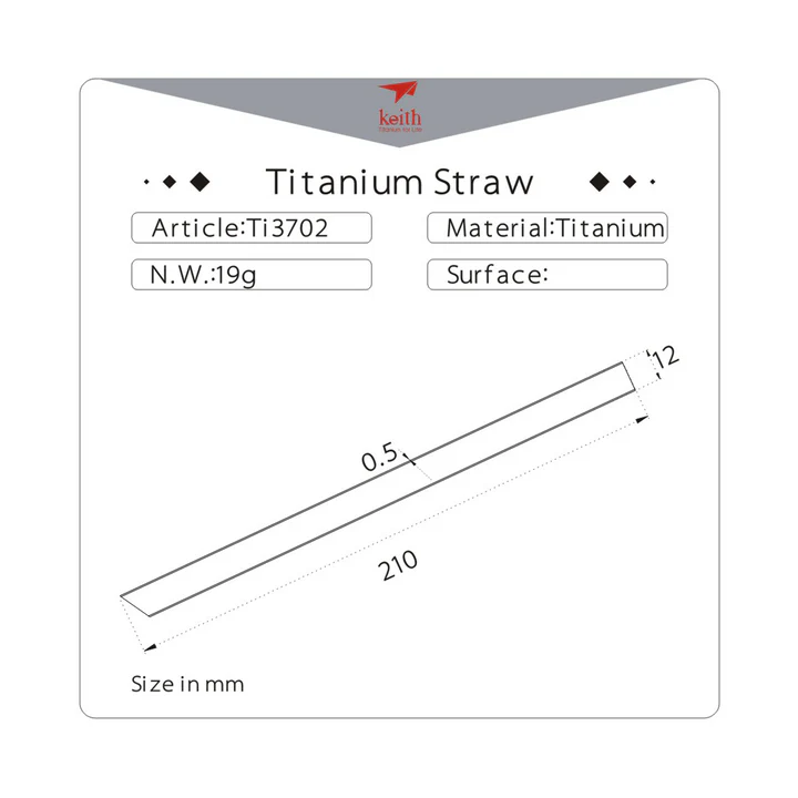 KEITH TITANIUM Straw with Custom Brush & Pouch Ti3701 Ti3702