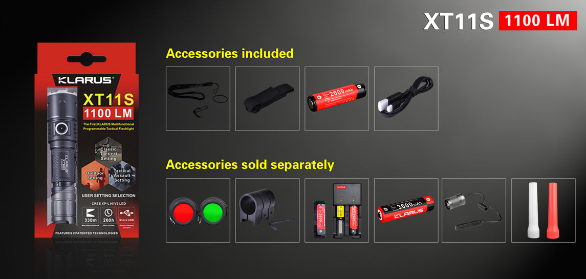 KLARUS XT11S 1100 Lumen Ultra Compact Tactical Flashlight
