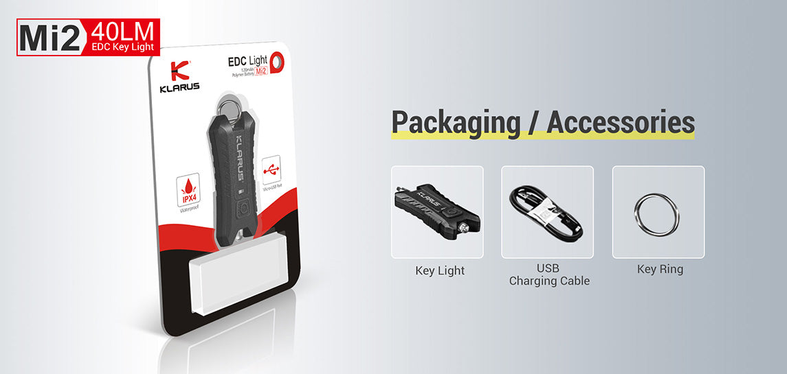 KLARUS Mi2 USB Keychain Light 1.5 - 40 Lumens
