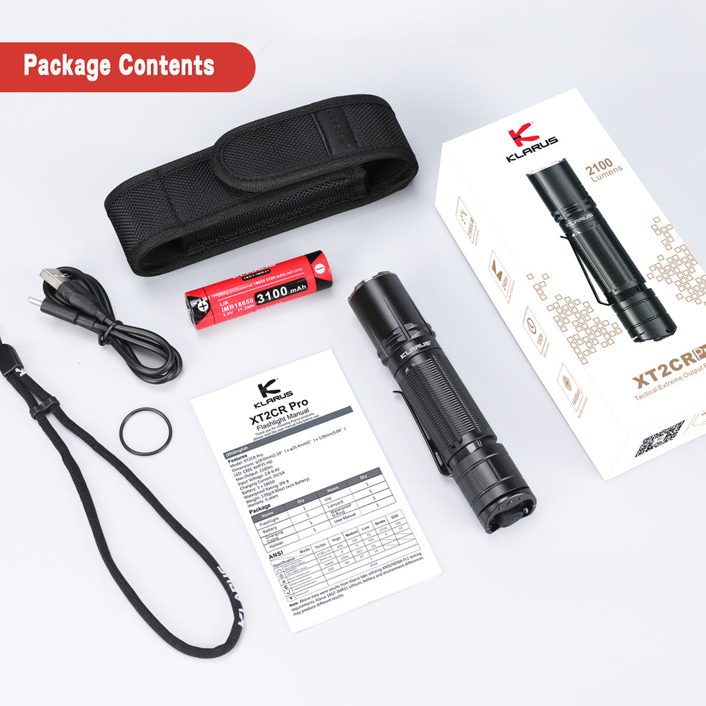 KLARUS XT2CR Pro 2100 Lumen Tactical Flashlight