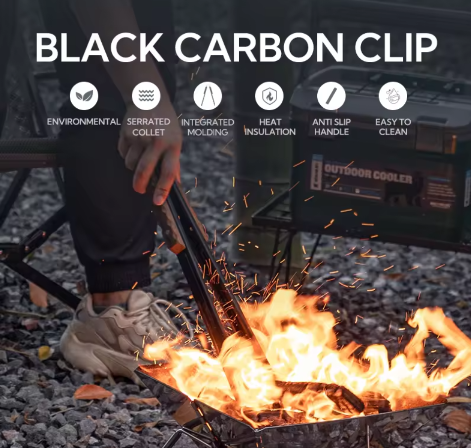 CAMPINGMOON BKMS-41 Black Alligator Barbecue Wood Handle Clip
