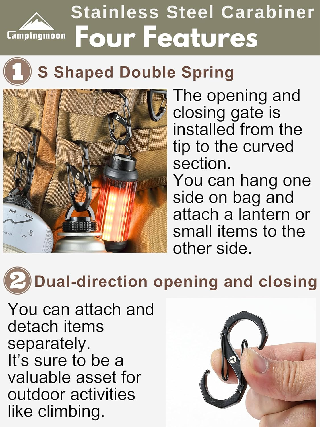 CAMPINGMOON SS-7 S-shaped Buckle Hanging Hook