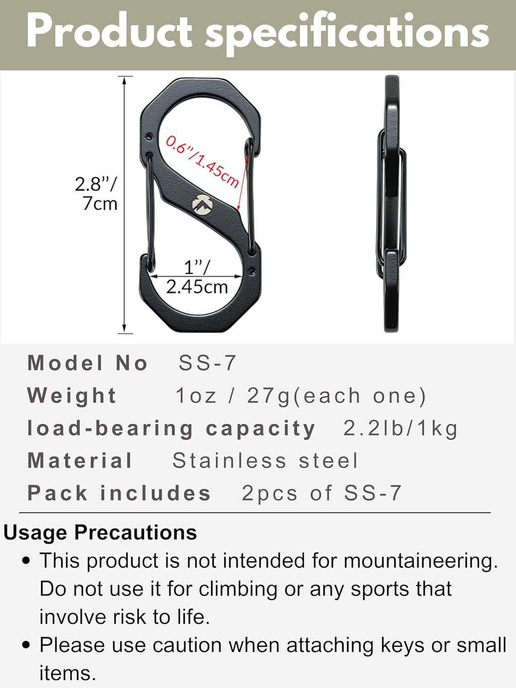 CAMPINGMOON SS-7 S-shaped Buckle Hanging Hook