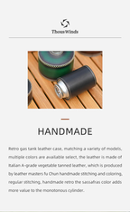 THOUS WINDS 230G Gas Canister Retro Handmade Leather Cover