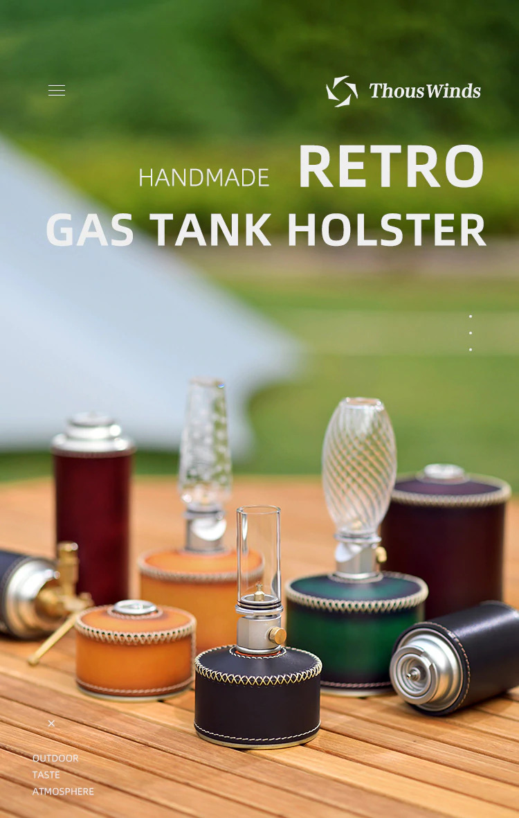 THOUS WINDS 450G Gas Canister Retro Handmade Leather Cover