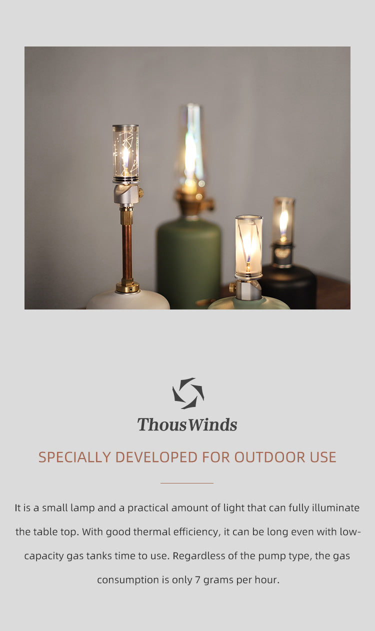 THOUS WINDS Retro Candle Light Gas Lantern - Transparent Design