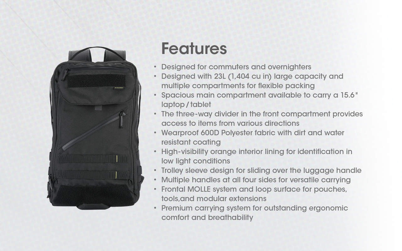 NITECORE BP23 Multi-Purpose Tactical Backpack 23L