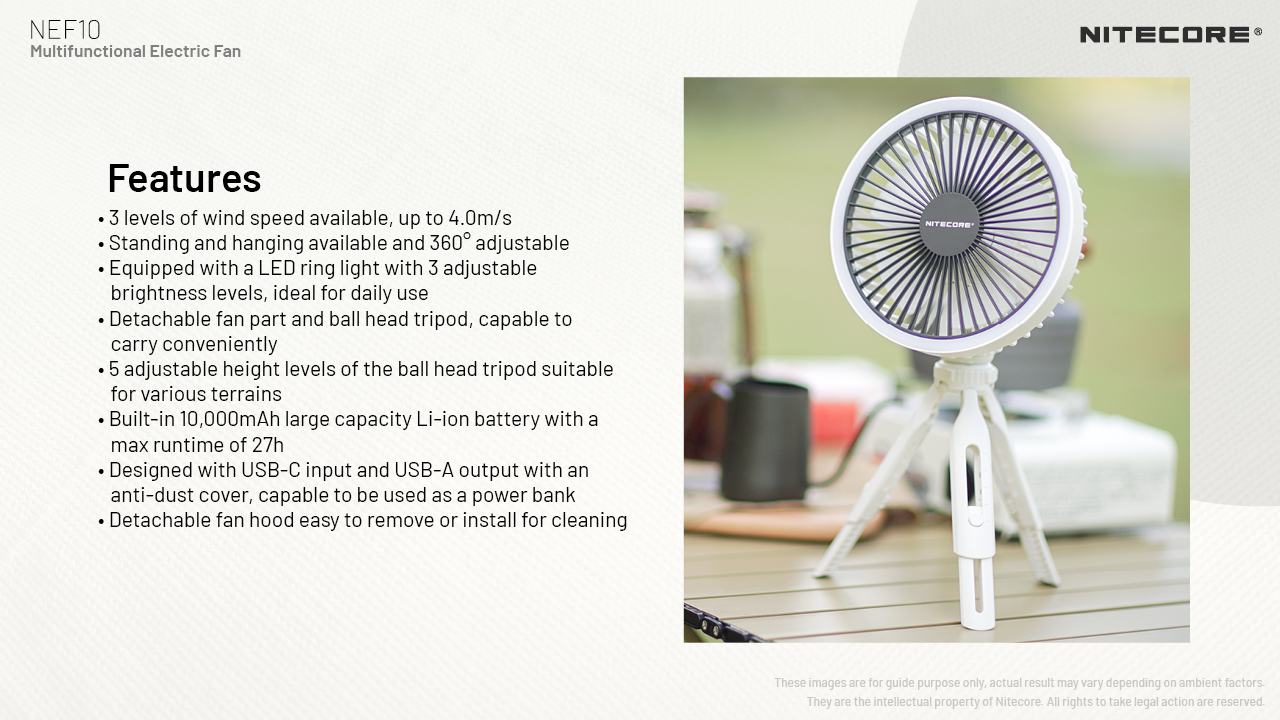 NITECORE NEF10 Multi-Purpose Portable Fan Built-in Battery 10000mAh