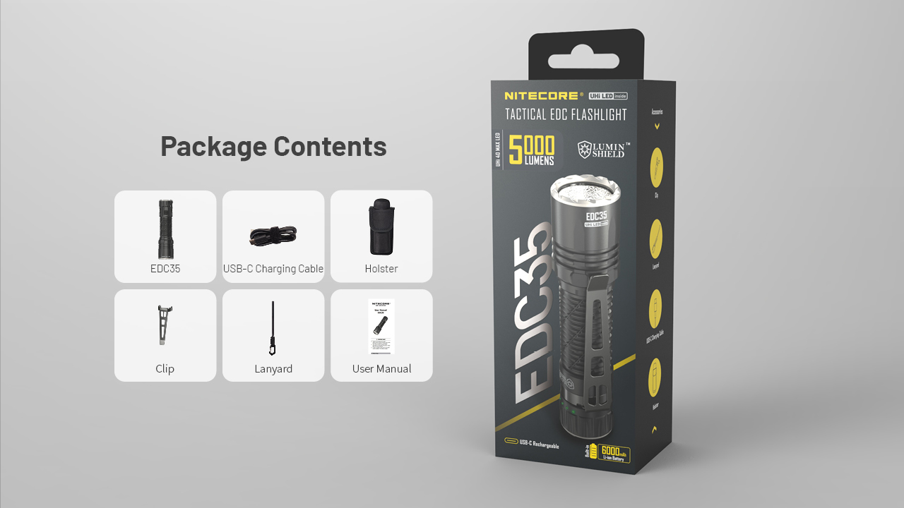 NITECORE EDC35 Tactical Flashlight 5000LM