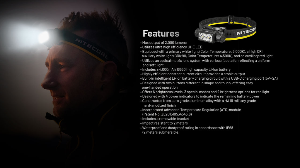 NITECORE HC65 UHE Headlamp 2000LM