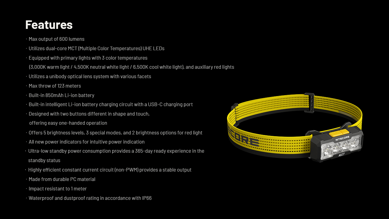 NITECORE NU27 Multi-Color Headlamp 600LM