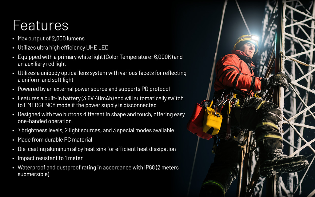 NITECORE HU2000 UHE LED Headlamp 2000LM