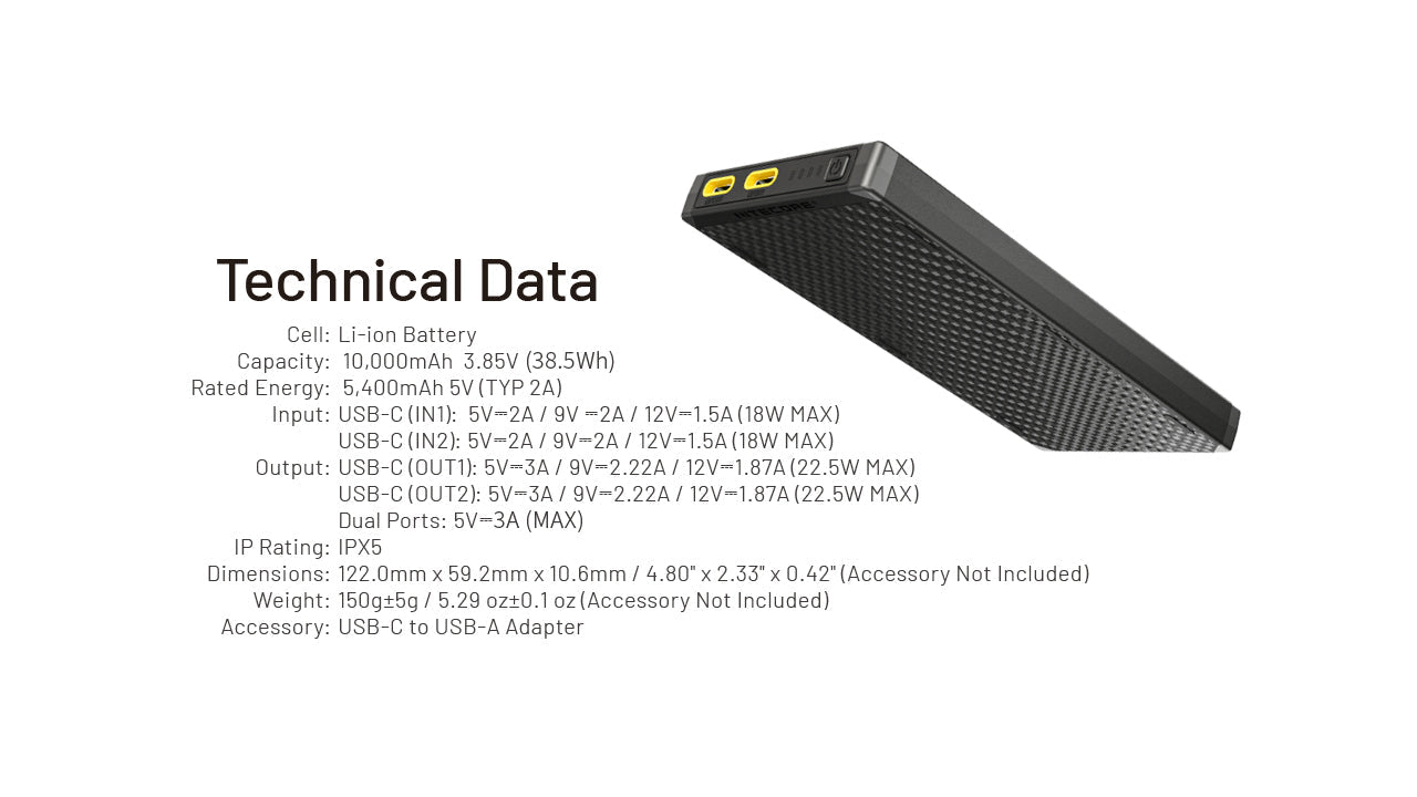 NITECORE NB10000 Gen 3 Ultra-Slim Power Bank 10000mAh