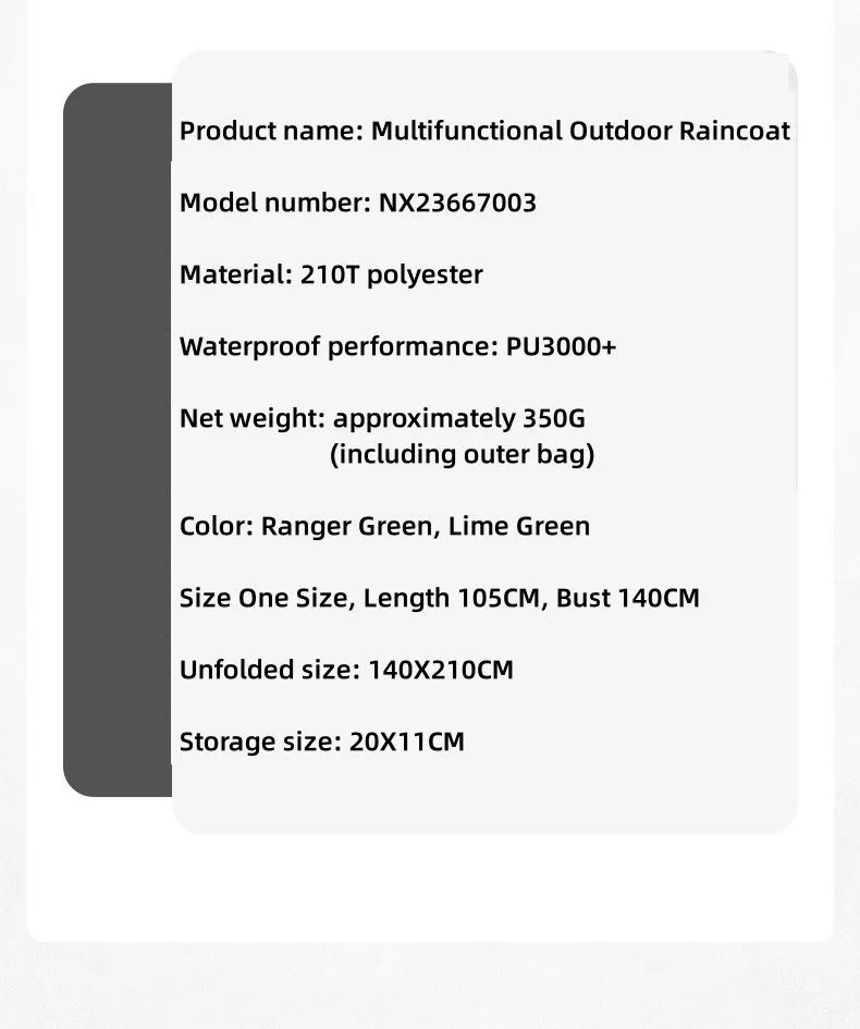 MOBI GARDEN Multifunctional Raincoat 3-in-1
