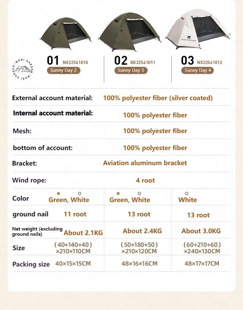 MOBI GARDEN Sunny Tent 2P