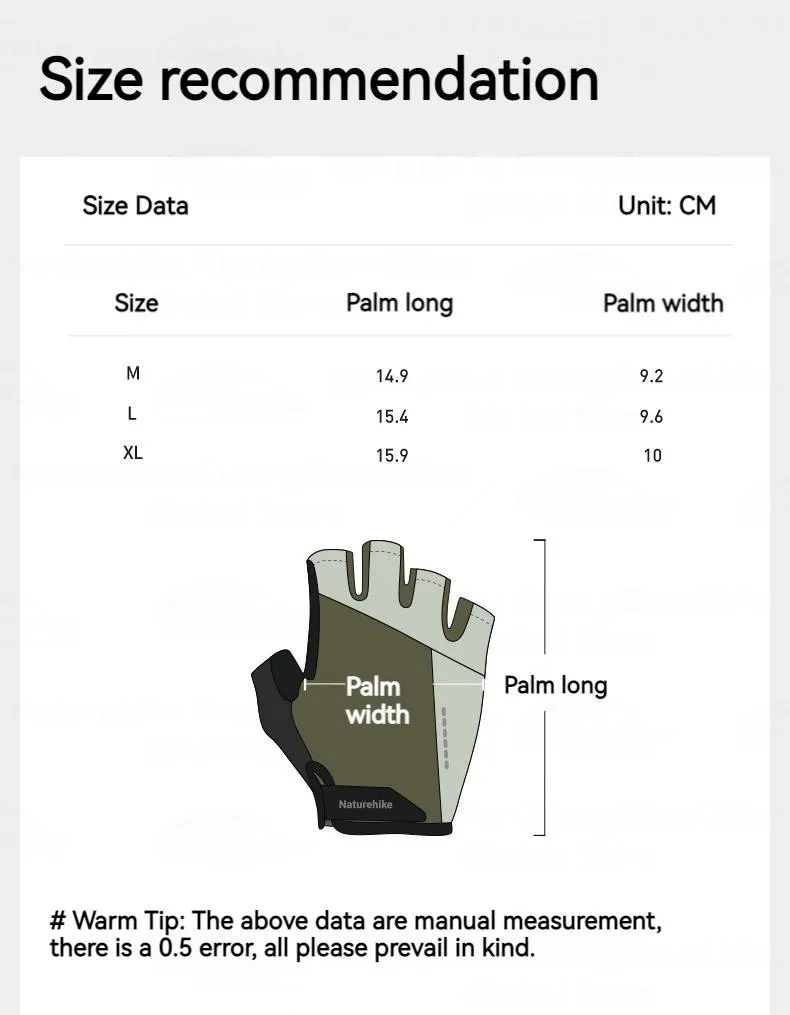 NATUREHIKE Half Finger Riding Gloves Cycling Biking Gloves