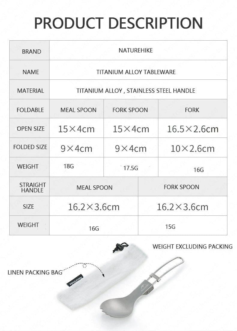 NATUREHIKE Folding Titanium Tableware Fork